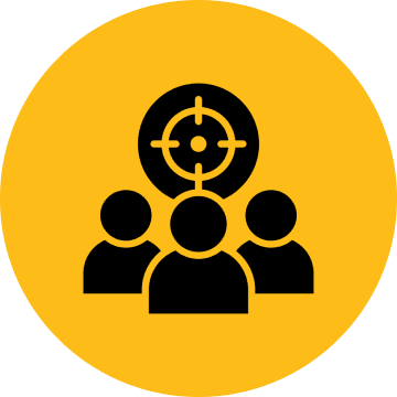 Icon of three people with a target on one person.