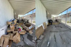 Cardboard haul-away in Lancaster, CA ? before and after removal of piles of boxes from mobile home patio.